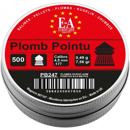 PLOMBS EUROP-ARM À TÊTE POINTUE CAL. 4,5 mm (boîte de 500)