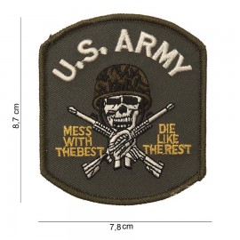 PATCH TISSU 101 INC U.S. ARMY (Crâne/Fusils/Casque) VERT