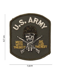 PATCH TISSU 101 INC U.S. ARMY (Crâne/Fusils/Casque) VERT
