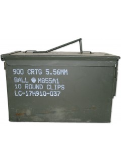 CAISSE À MUNITIONS 900 CRTG 5.56MM BALL M855A1 EN MÉTAL VERT OCCASION