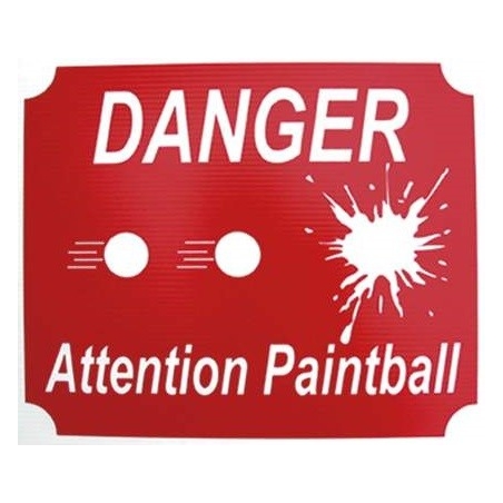 PANNEAU DANGER ATTENTION PAINTBALL ROUGE
